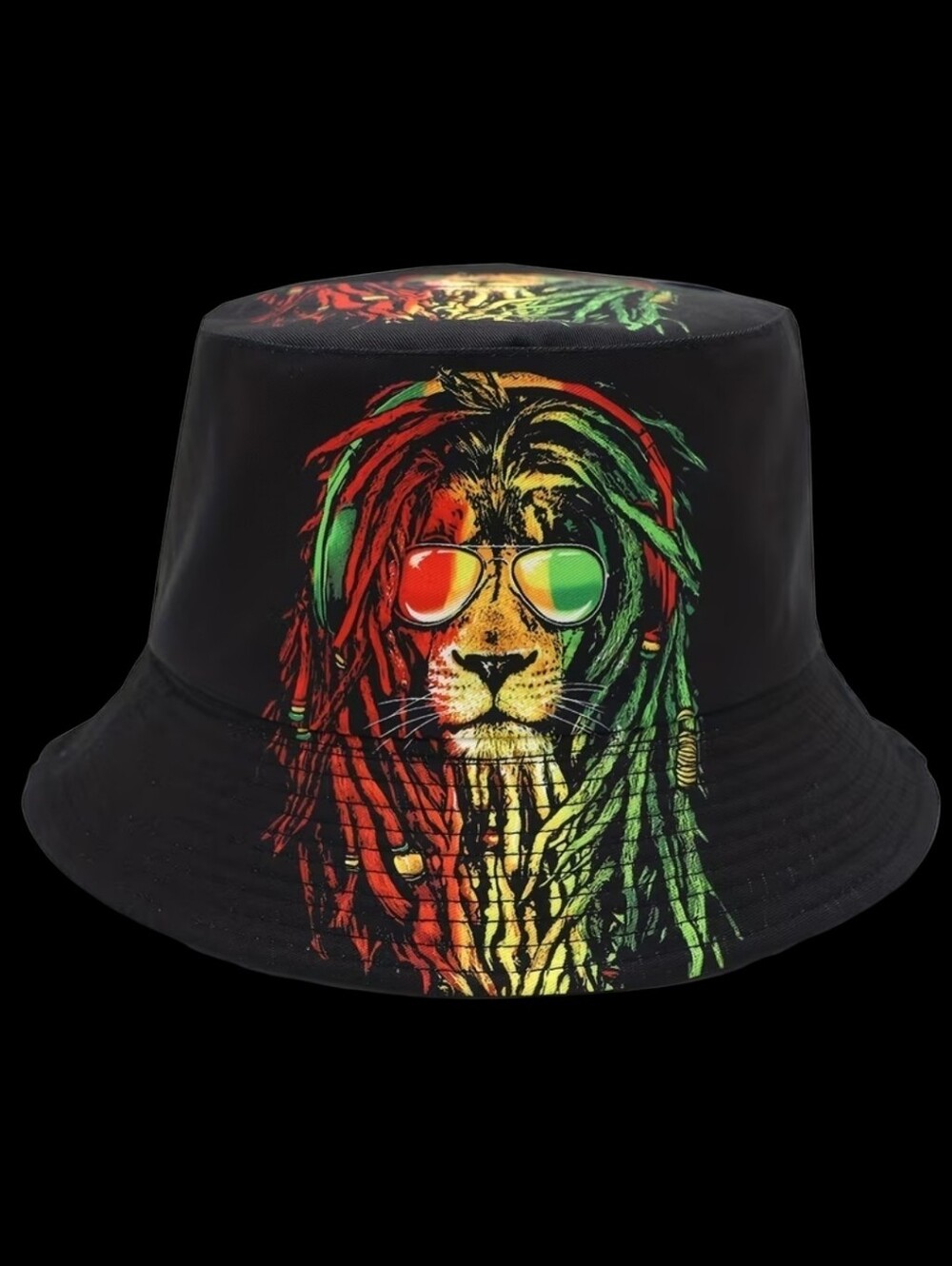 Rasta Lion Graphic Bucket Hat -Unisex 22"/23"